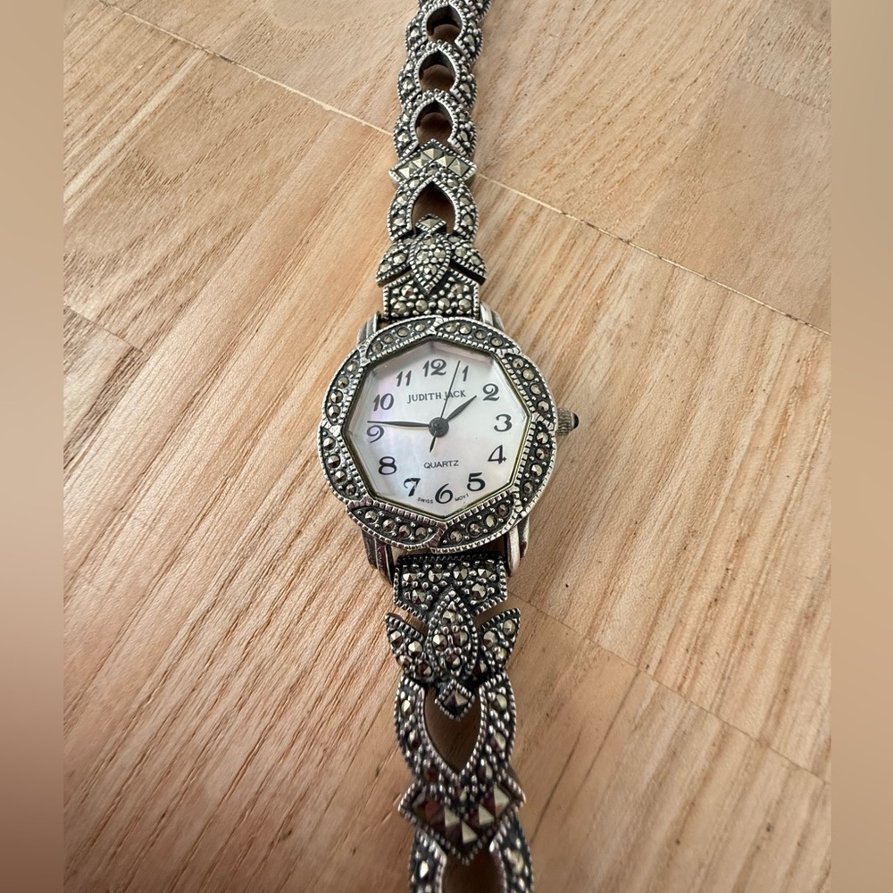 Art deco Judith Jack Sterling 925 silver marcasite watch NEW BATTERY